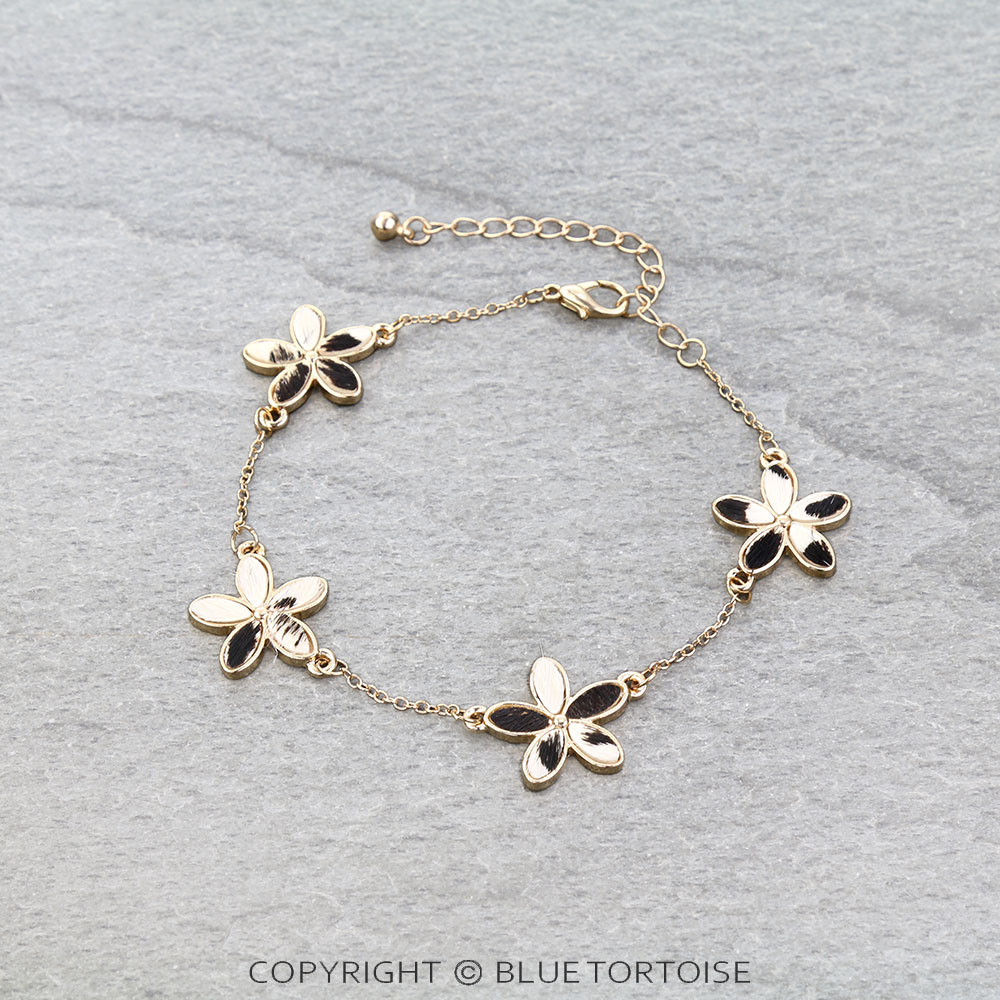 Cowhide Flower Link Bracelet