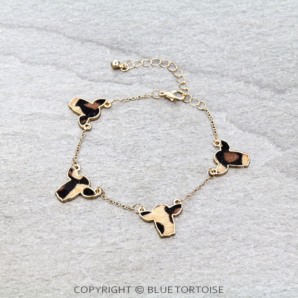 Leopard Cow Head Link Bracelet