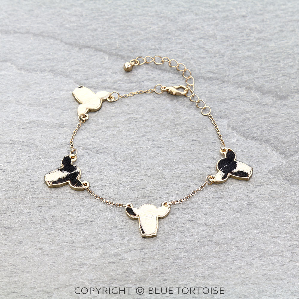 Cowhide Cow Head Link Bracelet