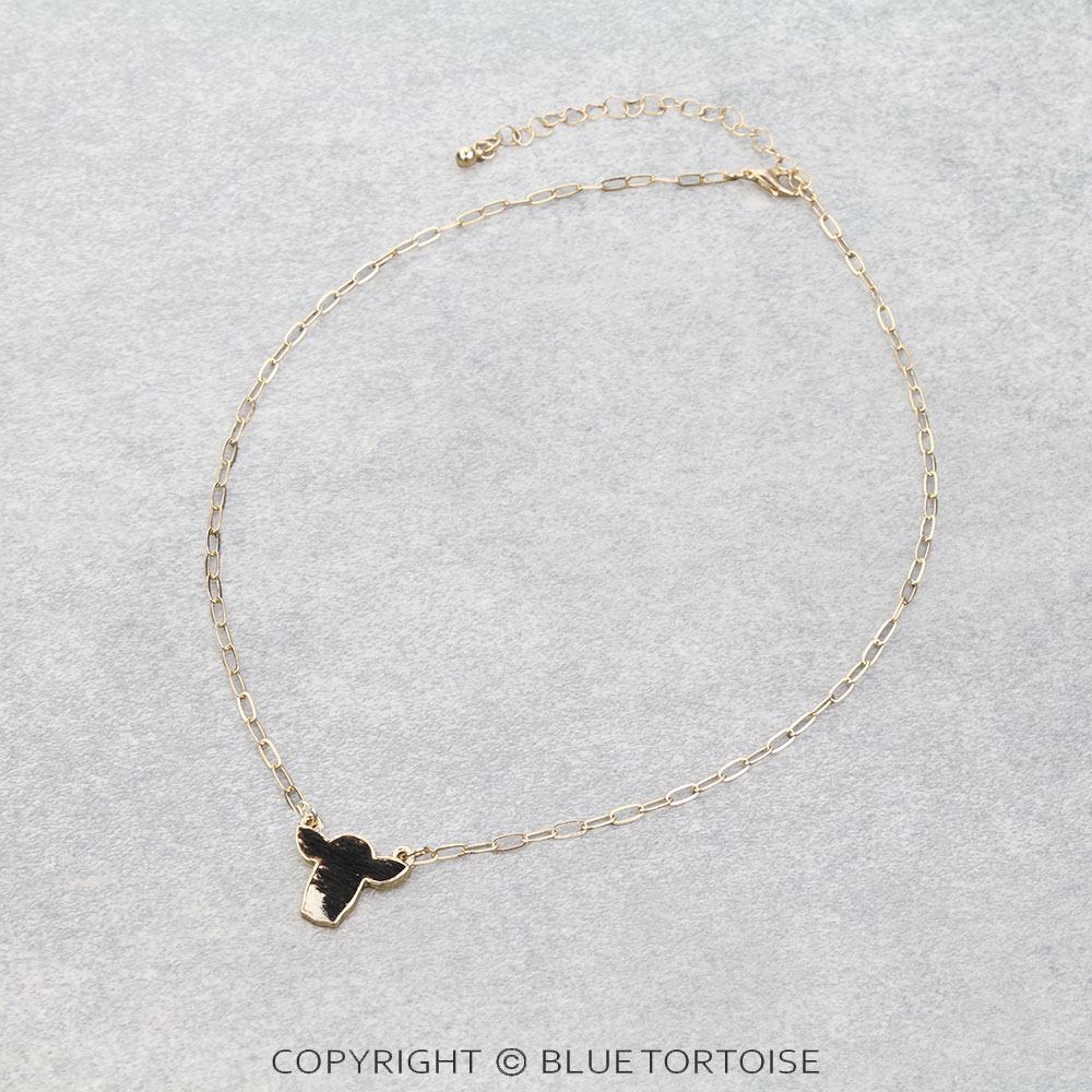 Cowhide Cow Head Paper Link Chain Necklace