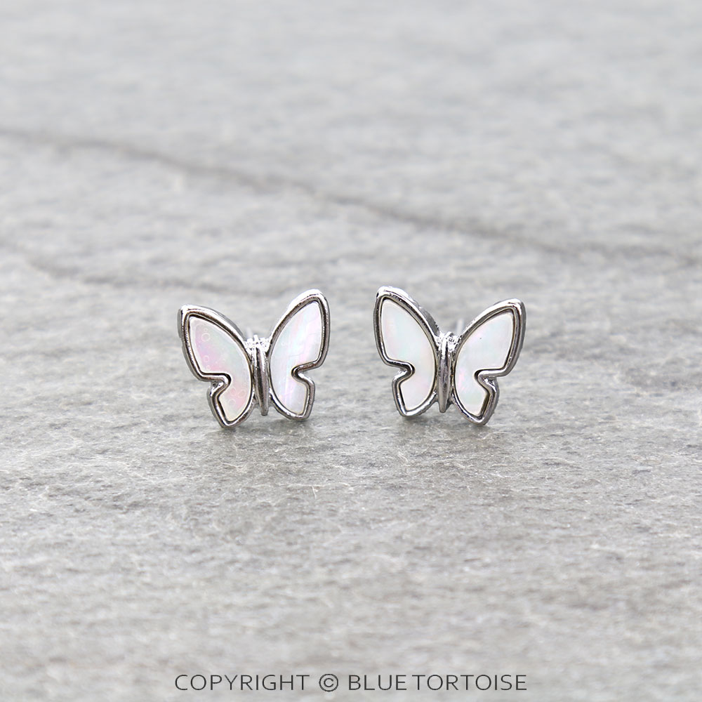 Mother of Pearl Butterfly Stud Earrings