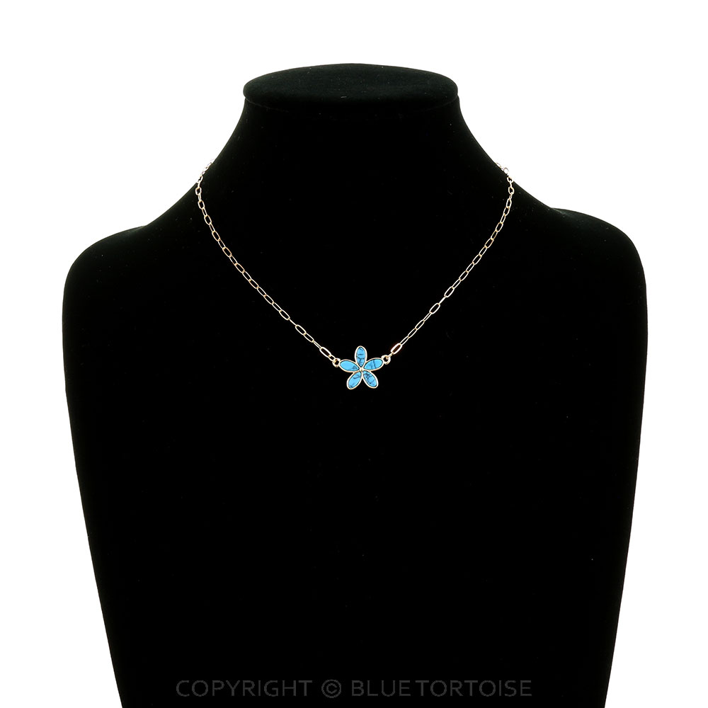 Cowhide Flower Paper Link Chain Necklace - Image 2