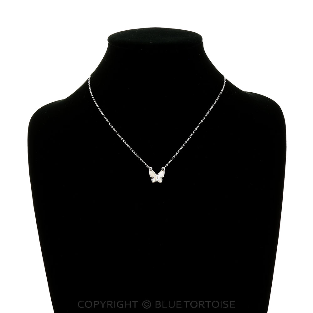 Mother of pearl Butterfly Pendant Necklace - Image 2