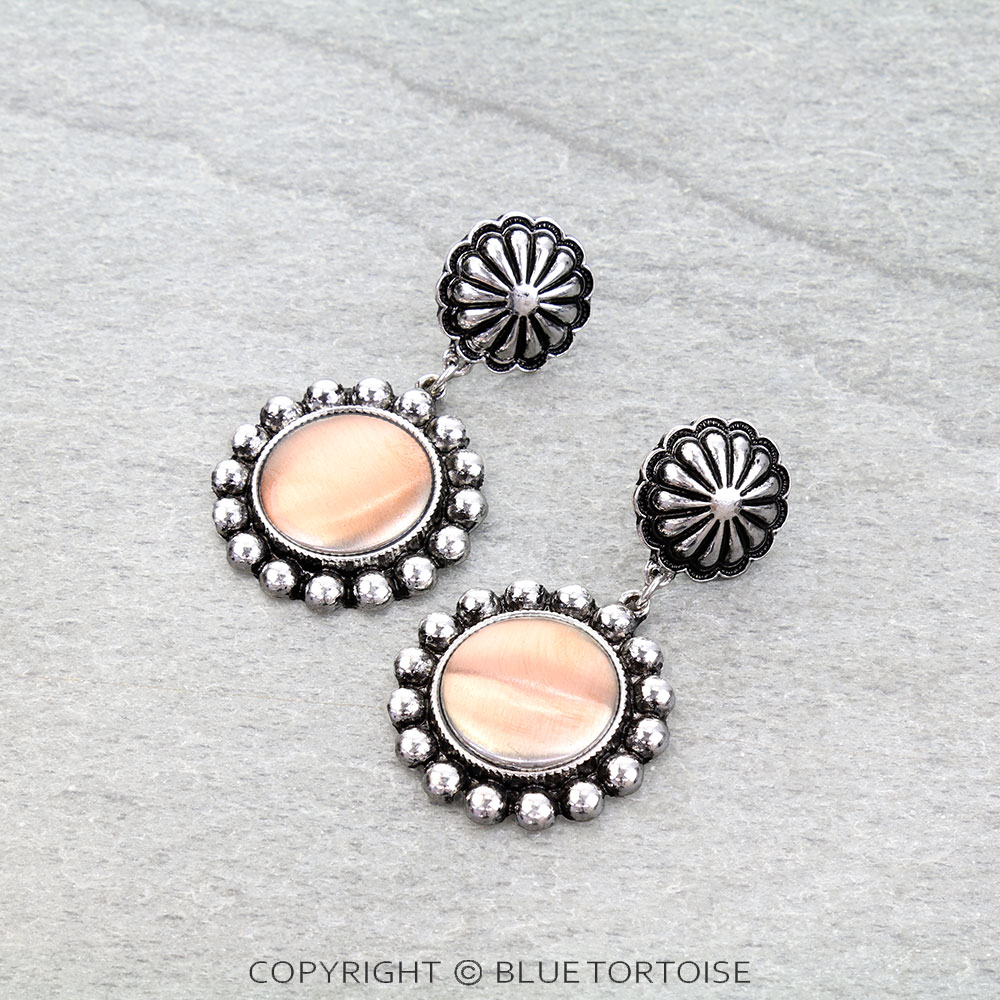 Western Brushed Round Concho Stud Earrings