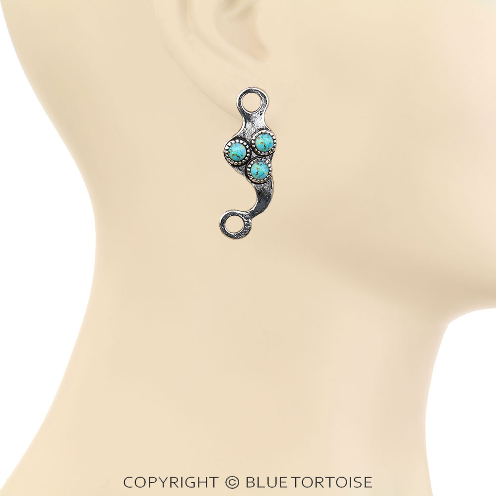 Western Horse Bit Stone Stud Earrings - Image 2