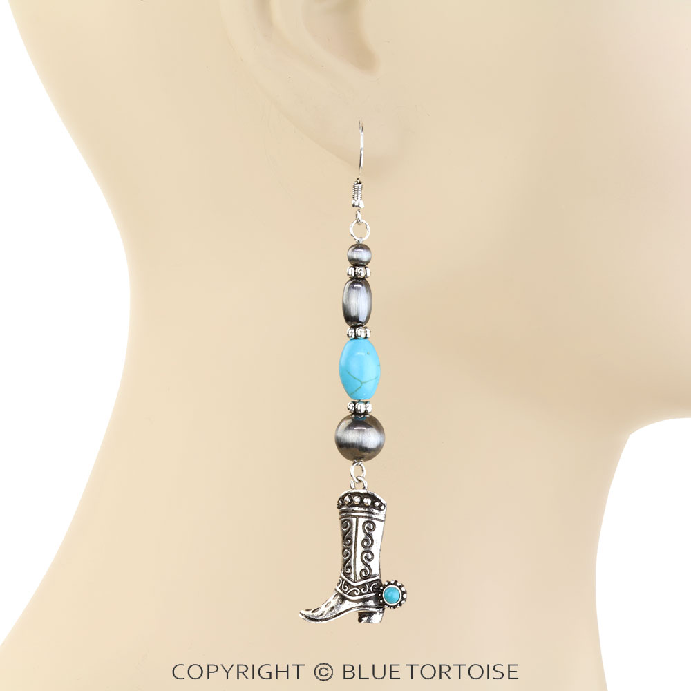 Western Cowboy Boot Dangle Earrings - Image 2