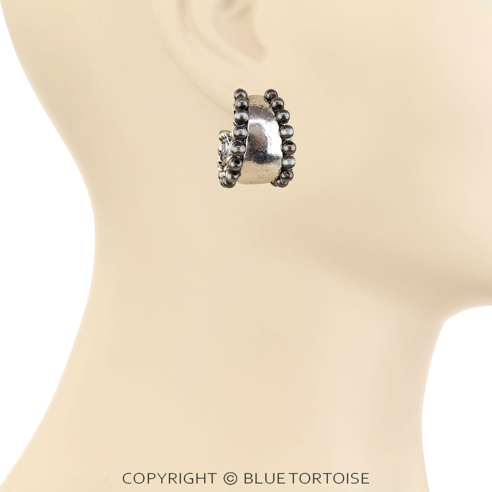 Navajo Style Pearl Hoop Earrings - Image 2