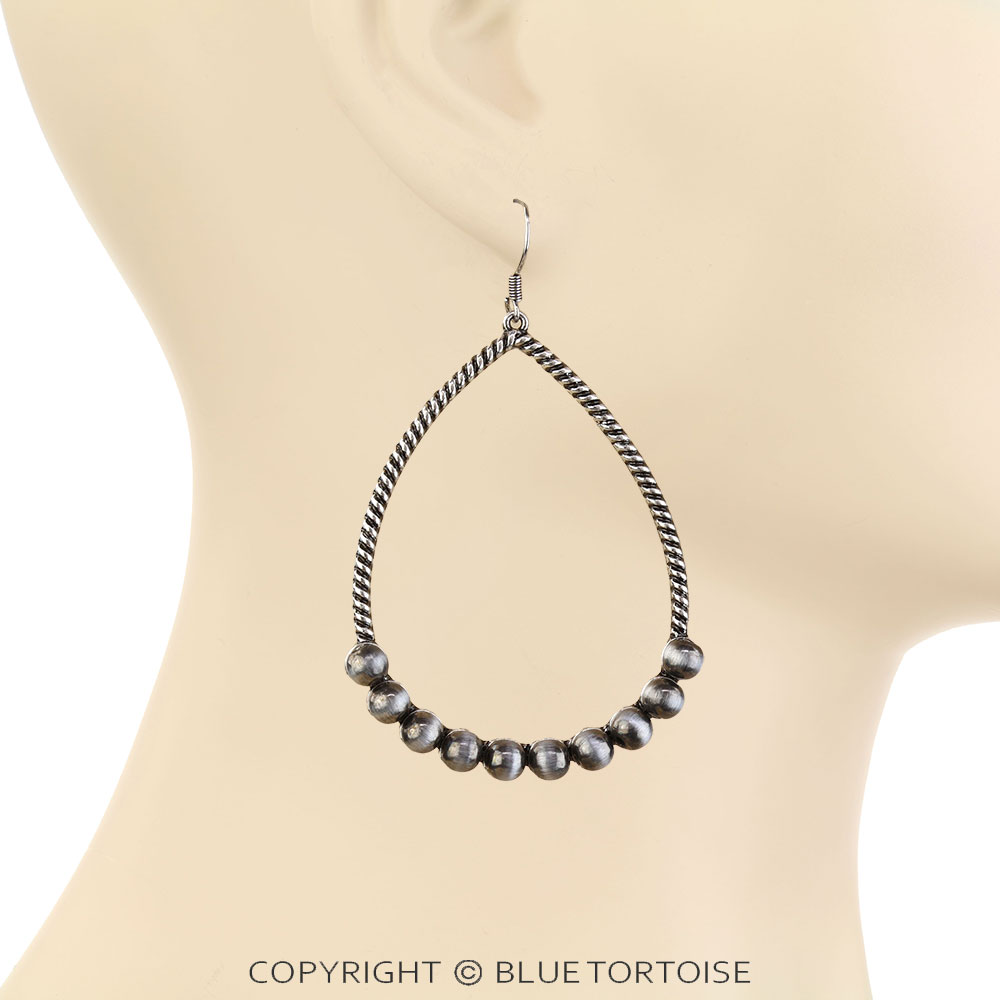 Navajo Style Pearl Teardrop Dangle Earrings - Image 2