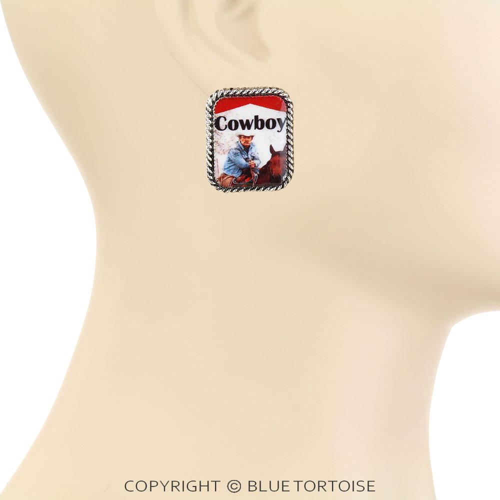 Western Cigarette Cowboy Stud Earrings - Image 2