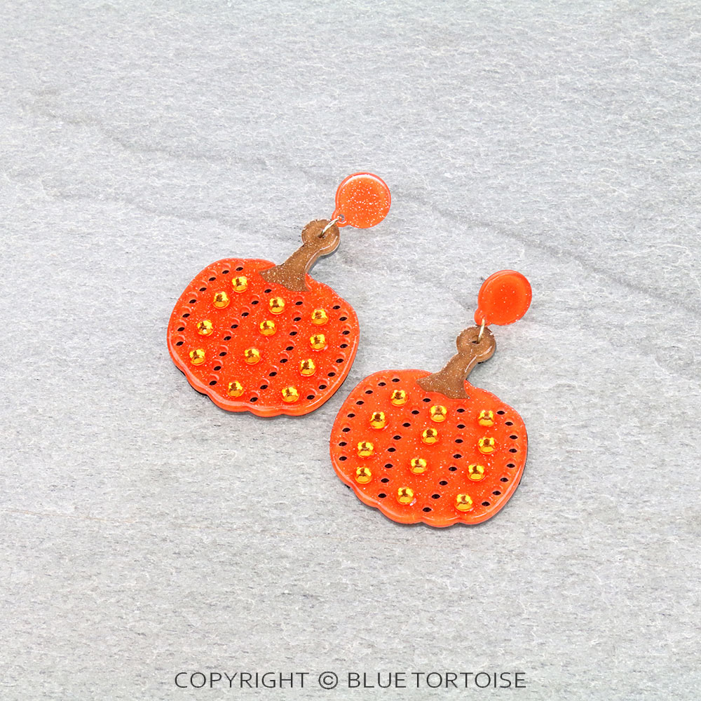 Gothic Punk Pumpkin Head Skull Earrings – Stainless Steel Studs, Surgical, 10mm