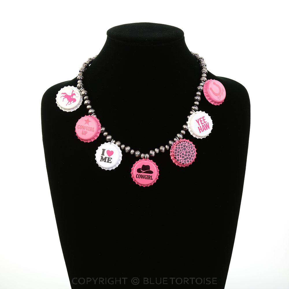 Western Cowgirl Bottle Cap Charm Necklace - Image 2