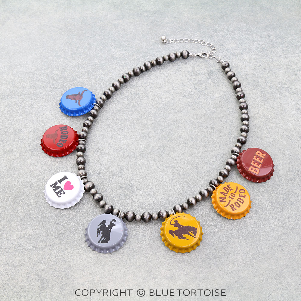 Western Cowgirl Bottle Cap Charm Necklace