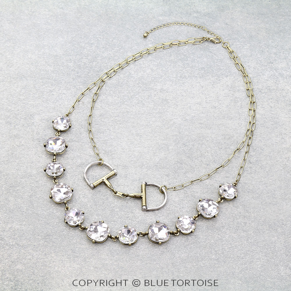 2 Layered Western Horsebit Stone Necklace