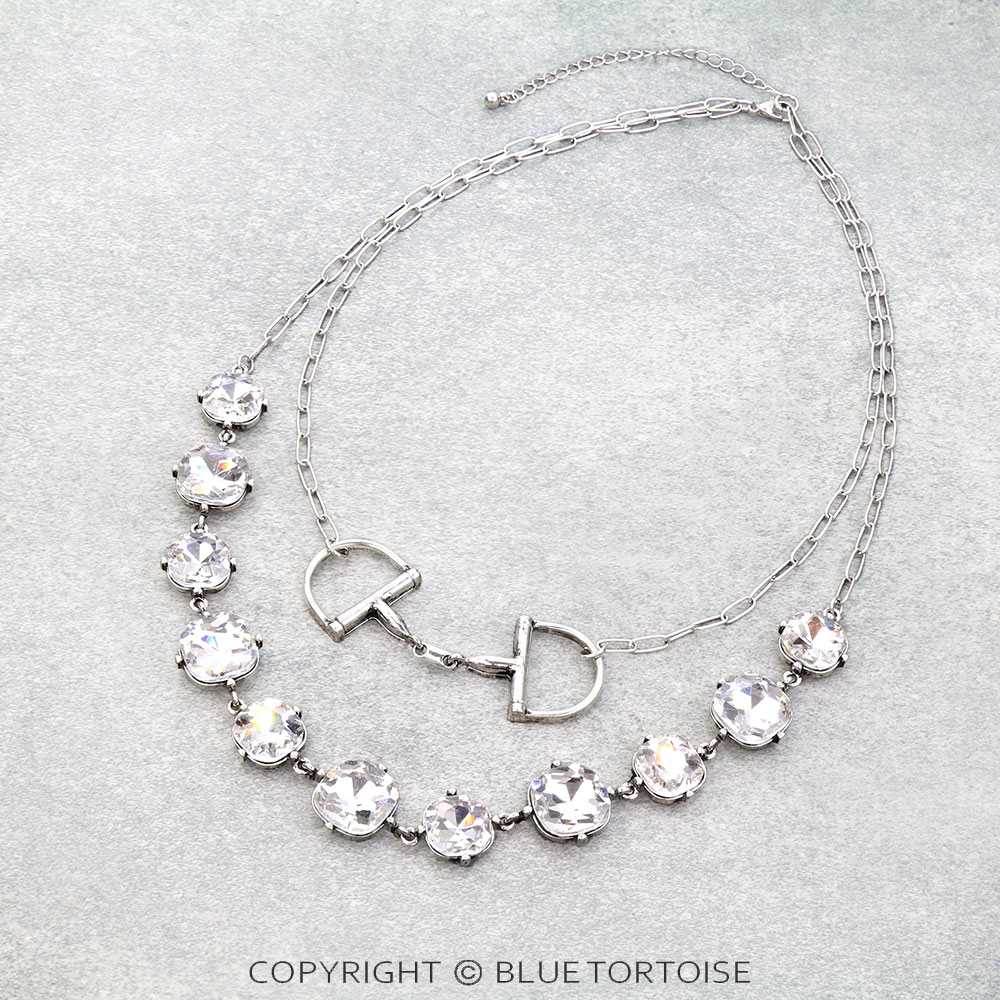 2 Layered Western Horsebit Stone Necklace