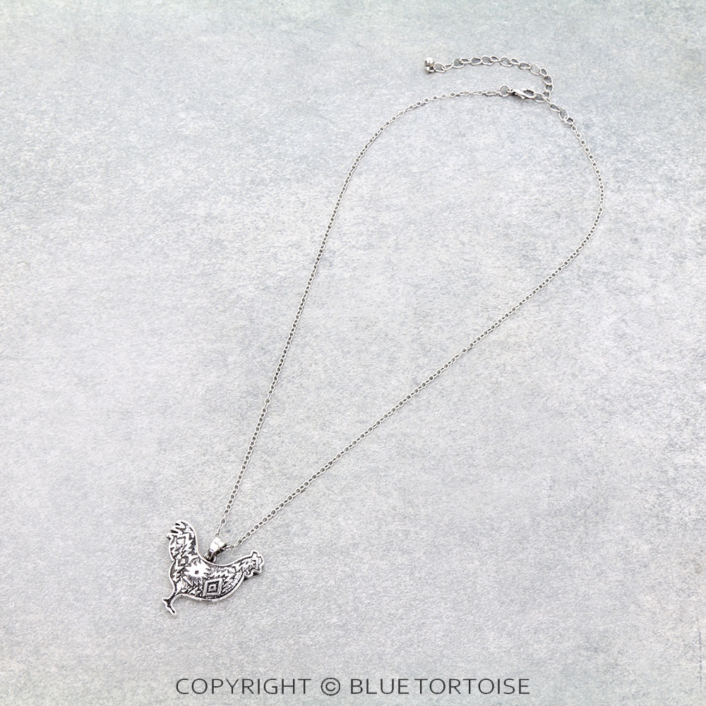 Western Aztec Rooster Necklace