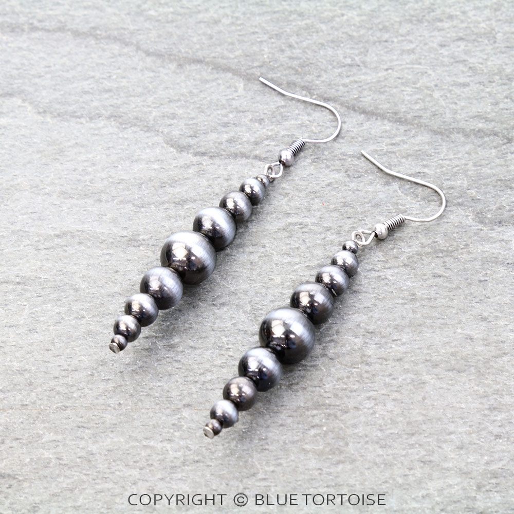 Navajo Style Pearl Bar Dangle Earrings