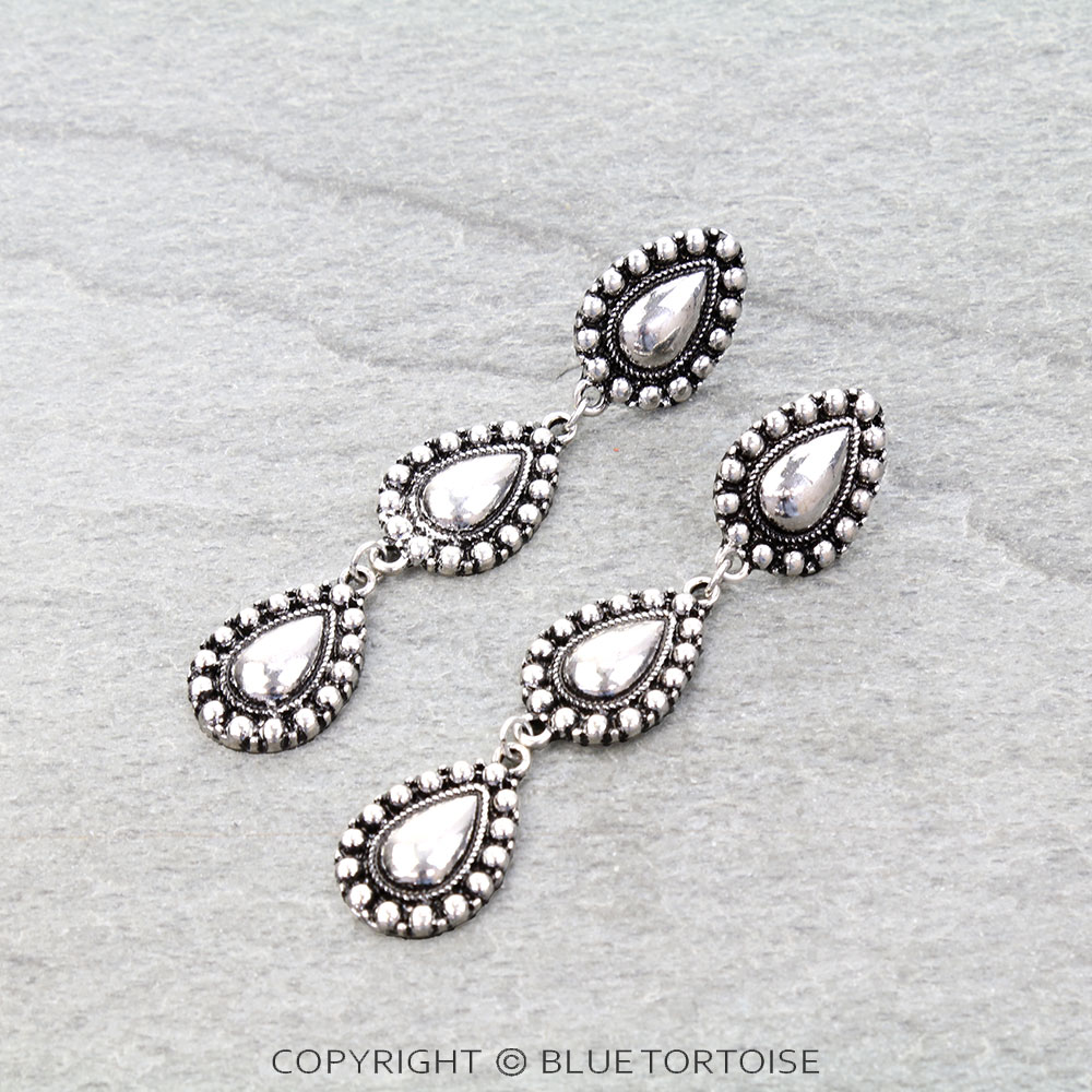Western Ball TXR Teardrop Stud Earrings