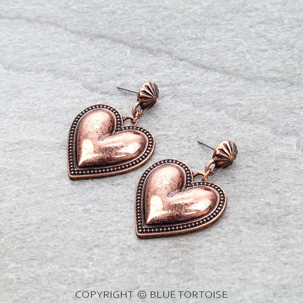 Western Ball TXR Heart Stud Earrings