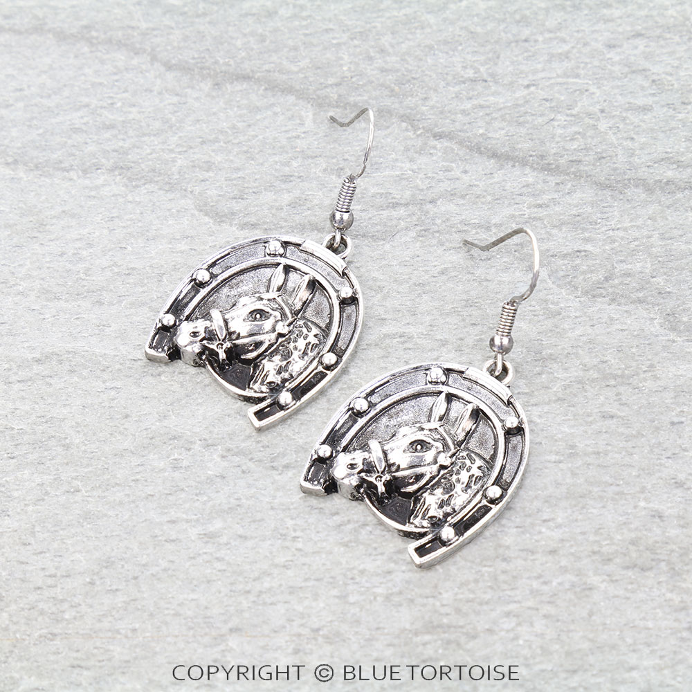 Western Horse & Horse Groove Dangle Earrings