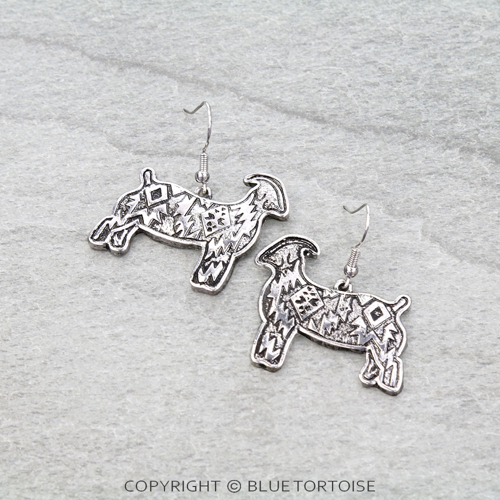 Western Aztec Goat Dangle Earrings