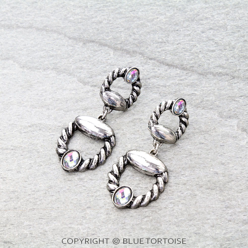 Western Twisted TXR Horse Groove Stud Earrings