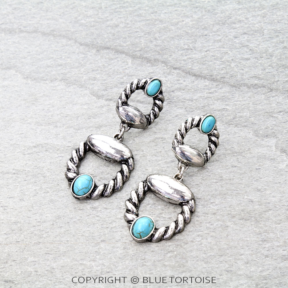 Western Twisted TXR Horse Groove Stud Earrings