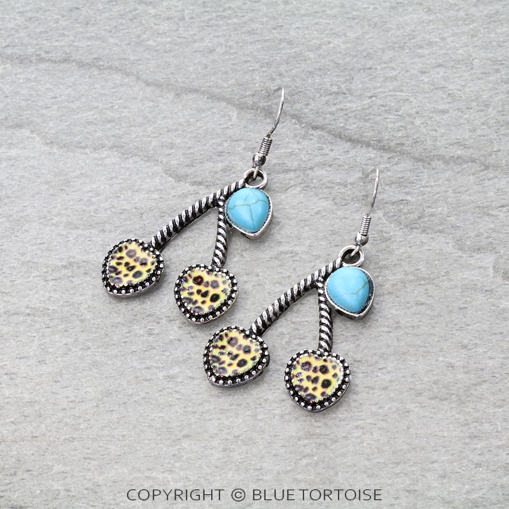 Yellow Leopard Cherry Dangle Earrings