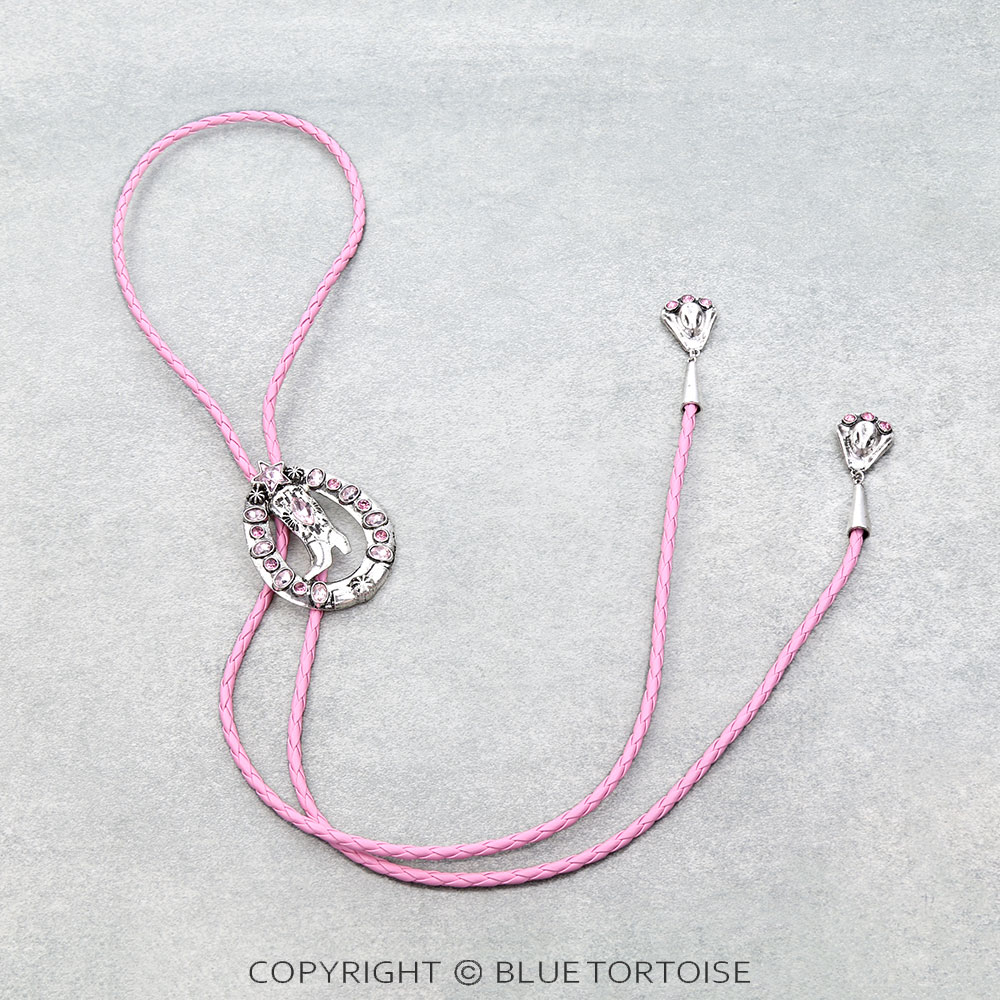 Western Cowboy Boot Stone Bolo Necklace