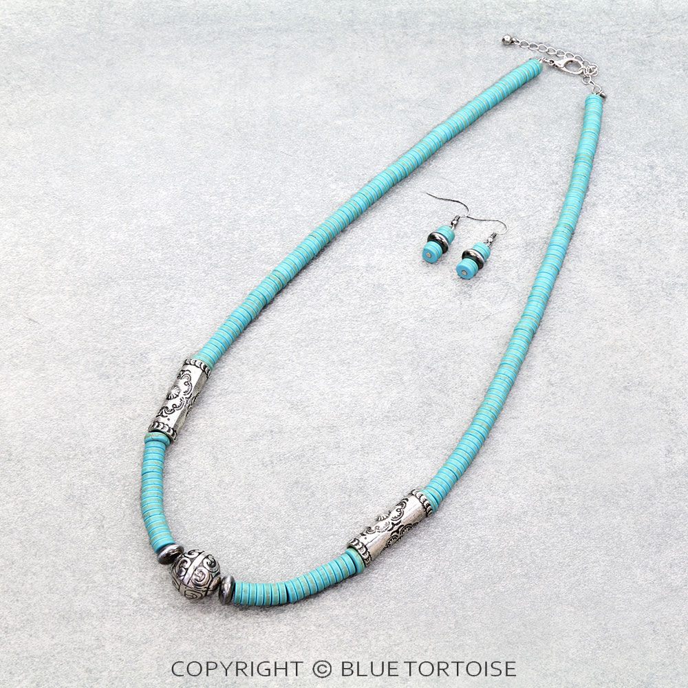 Western Style Bead & Barrel Necklace Set
