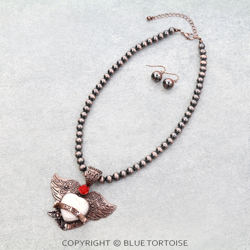 Western Heart Stone Necklace Set