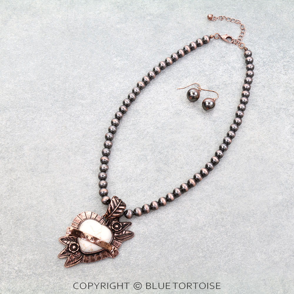 Western Heart Stone Necklace Set