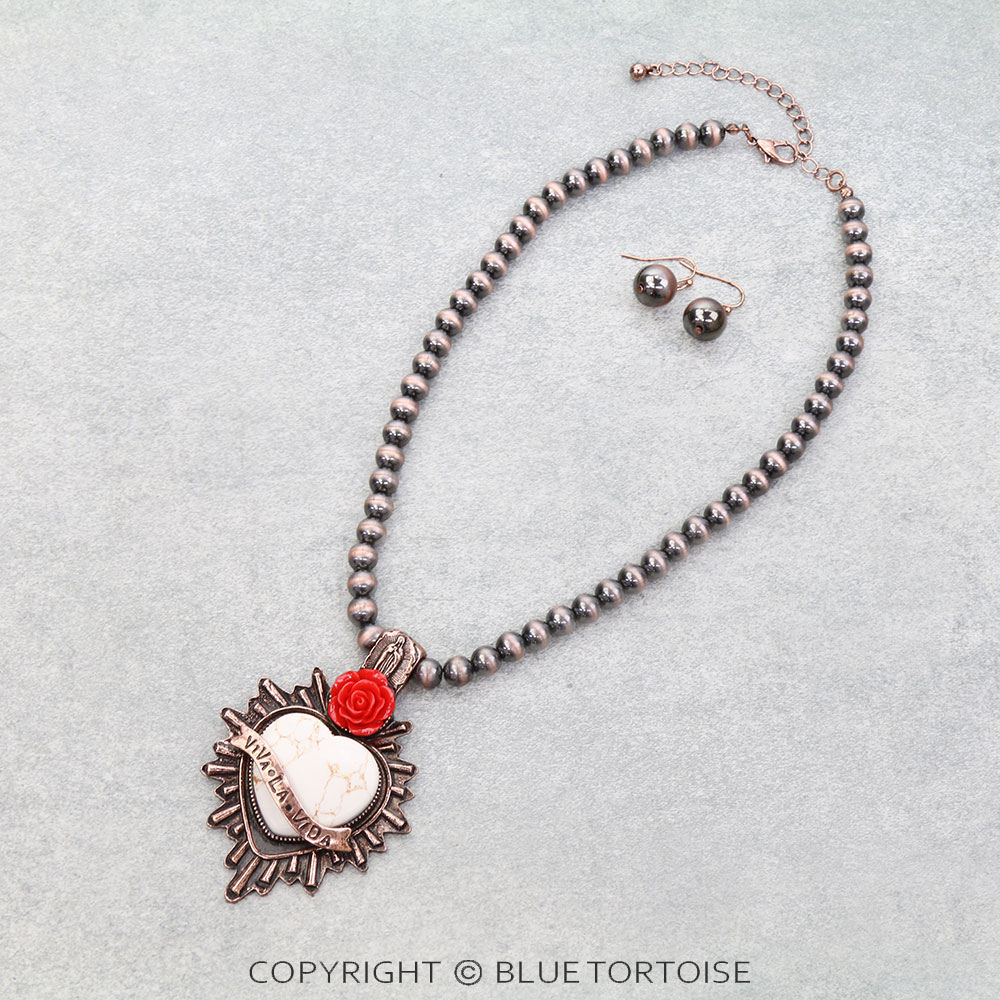 Western Heart Stone Necklace Set