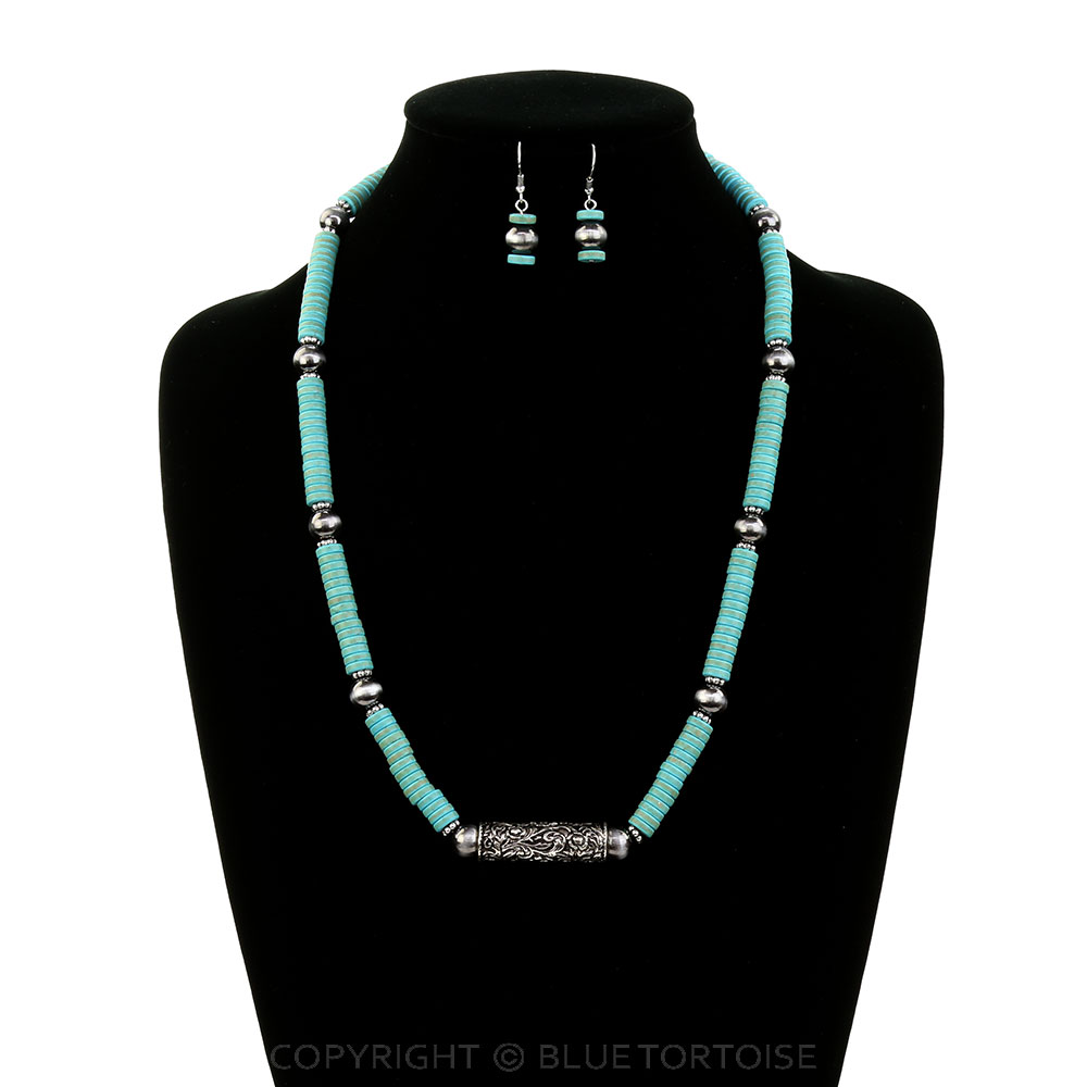 Western Style Bead & Barrel Necklace Set - Image 2