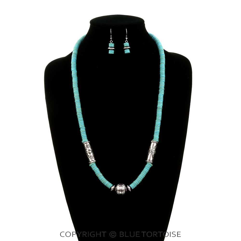 Western Style Bead & Barrel Necklace Set - Image 2