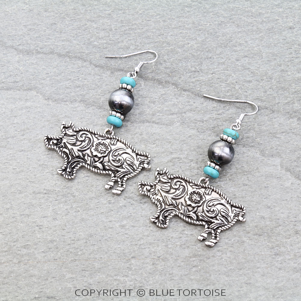 Western Pig Dangle Earrings