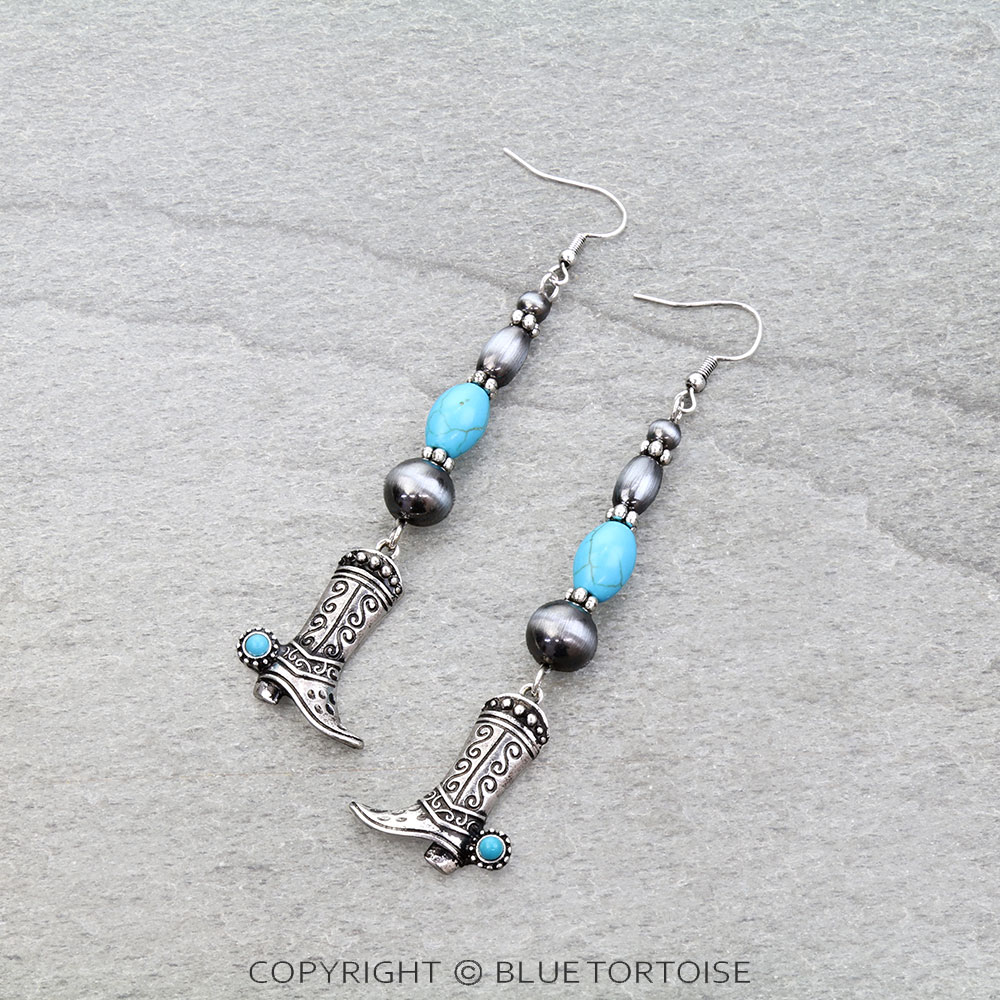 Western Cowboy Boot Dangle Earrings