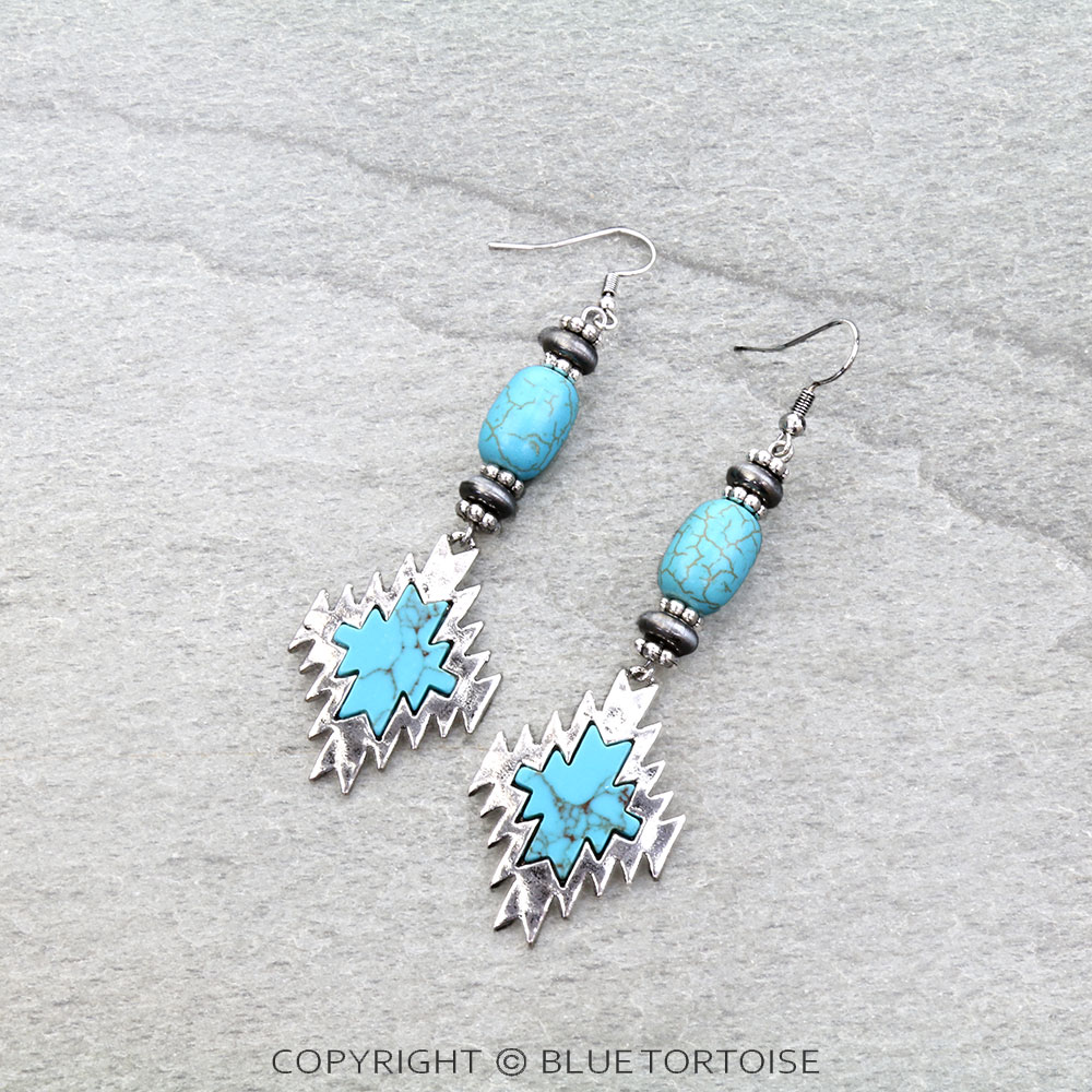 Western Aztec Stone Dangle Earrings