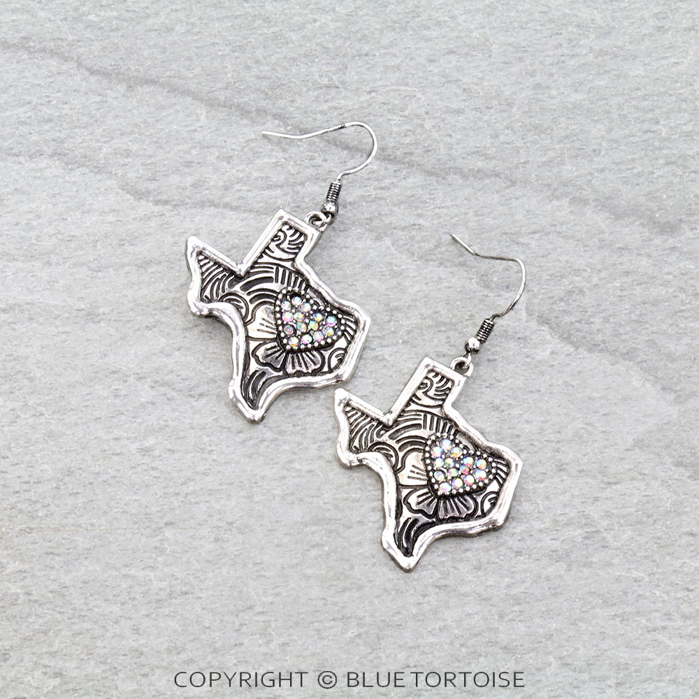 Western Texas Map Dangle Earrings