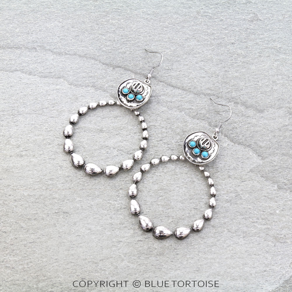 Western Cowboy Hat Round Dangle Earrings