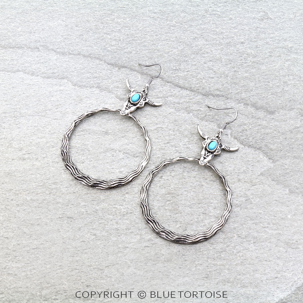 Western Steerhead Round Dangle Earrings