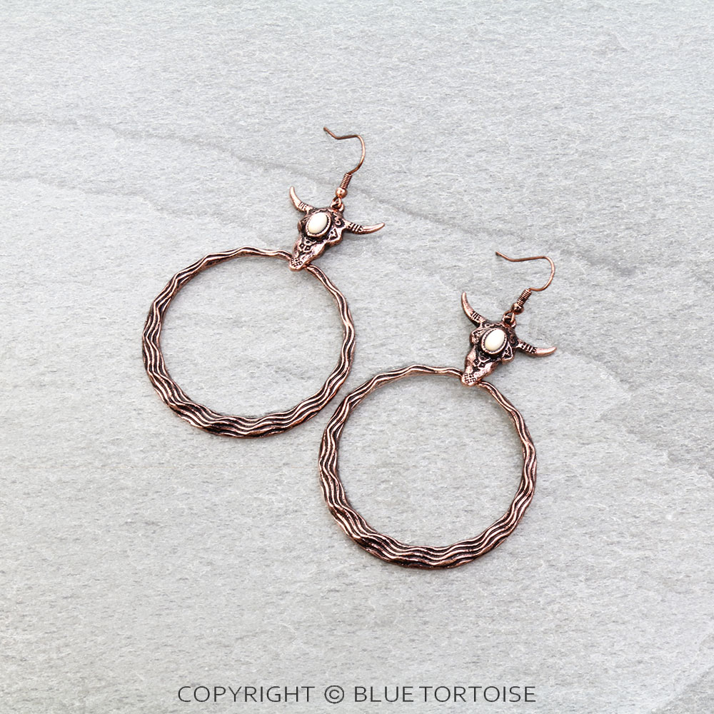 Western Steerhead Round Dangle Earrings