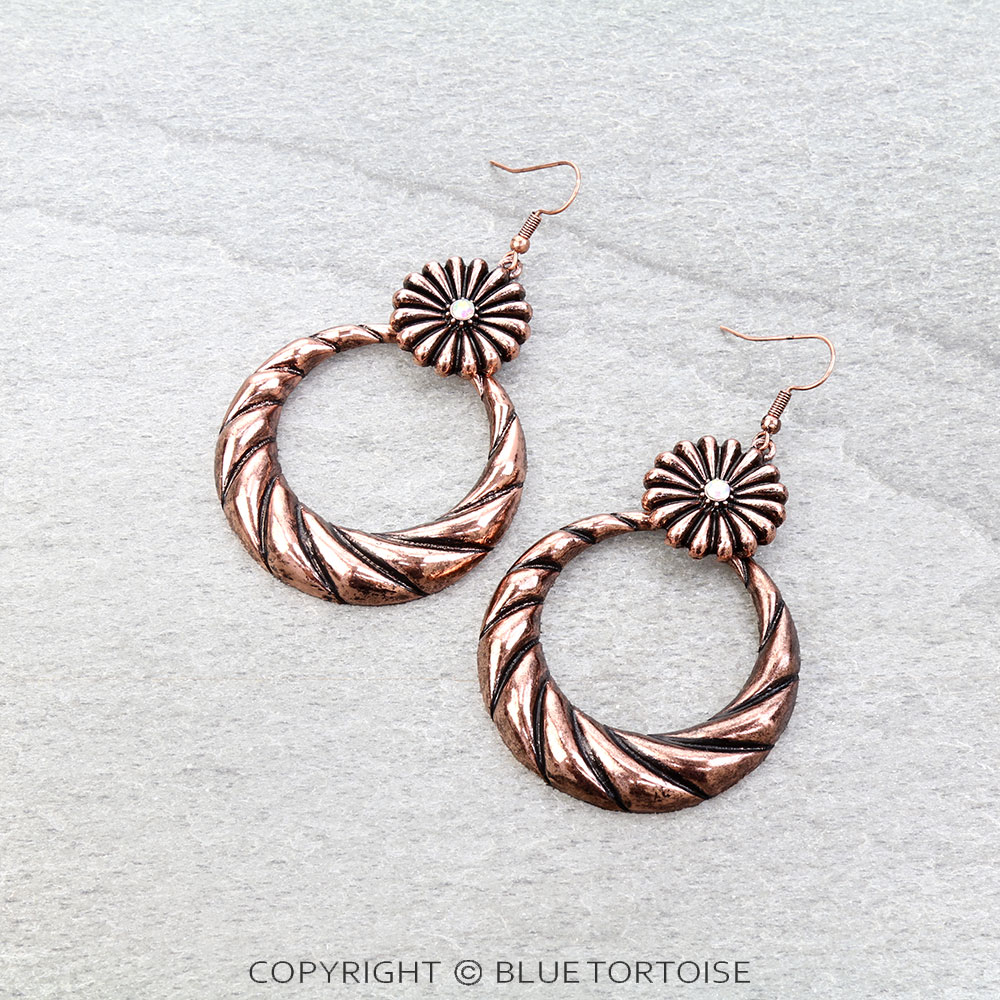 Western Concho Round Dangle Earrings