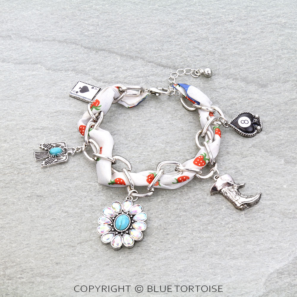 Western Concho Charm Scarf Link Bracelet