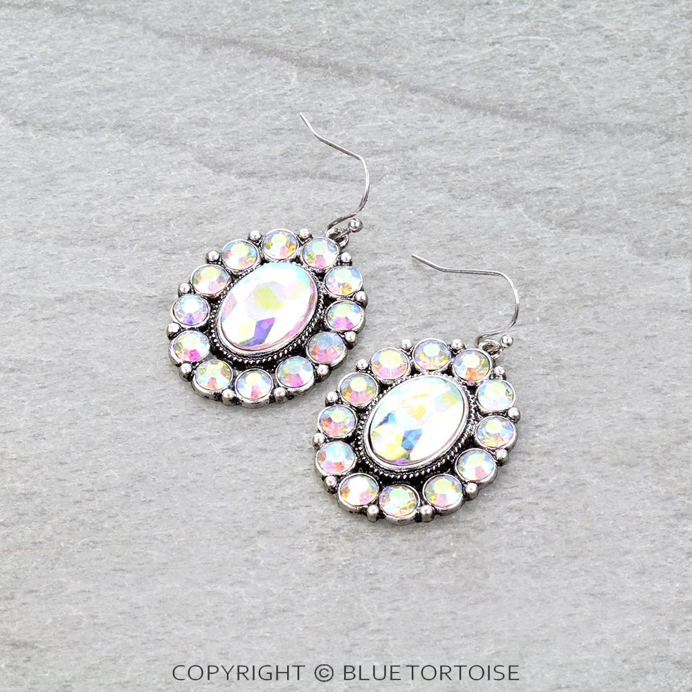 Western Concho Semi Stone Dangle Earrings