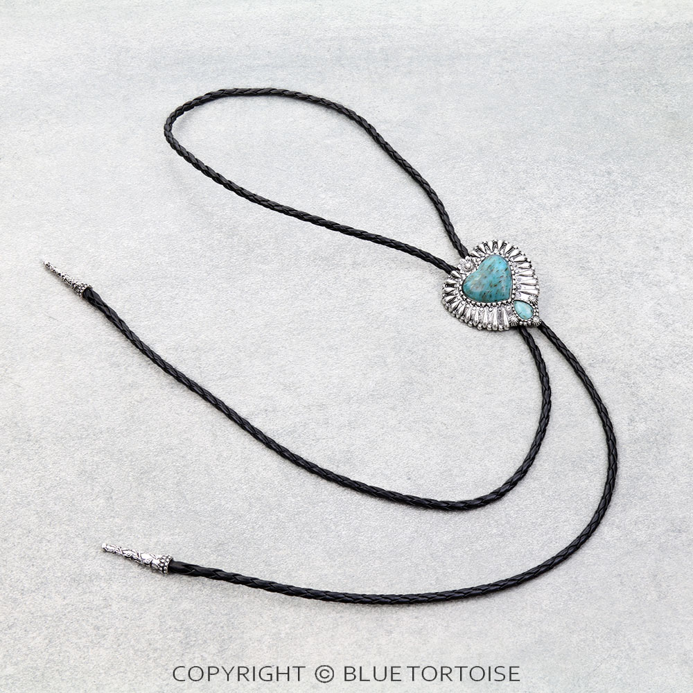 Western Heart Stone Bolo Necklace