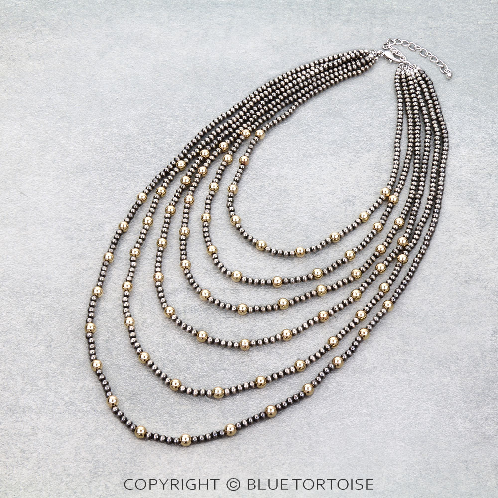 6 Layered Navajo Style Pearl Necklace