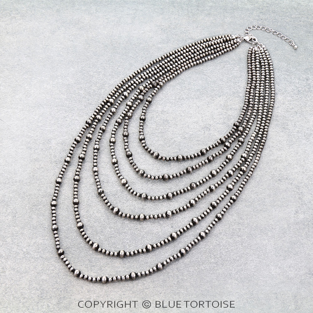 6 Layered Navajo Style Pearl Necklace