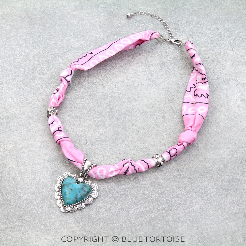 Western Heart Charm Scarf Necklace