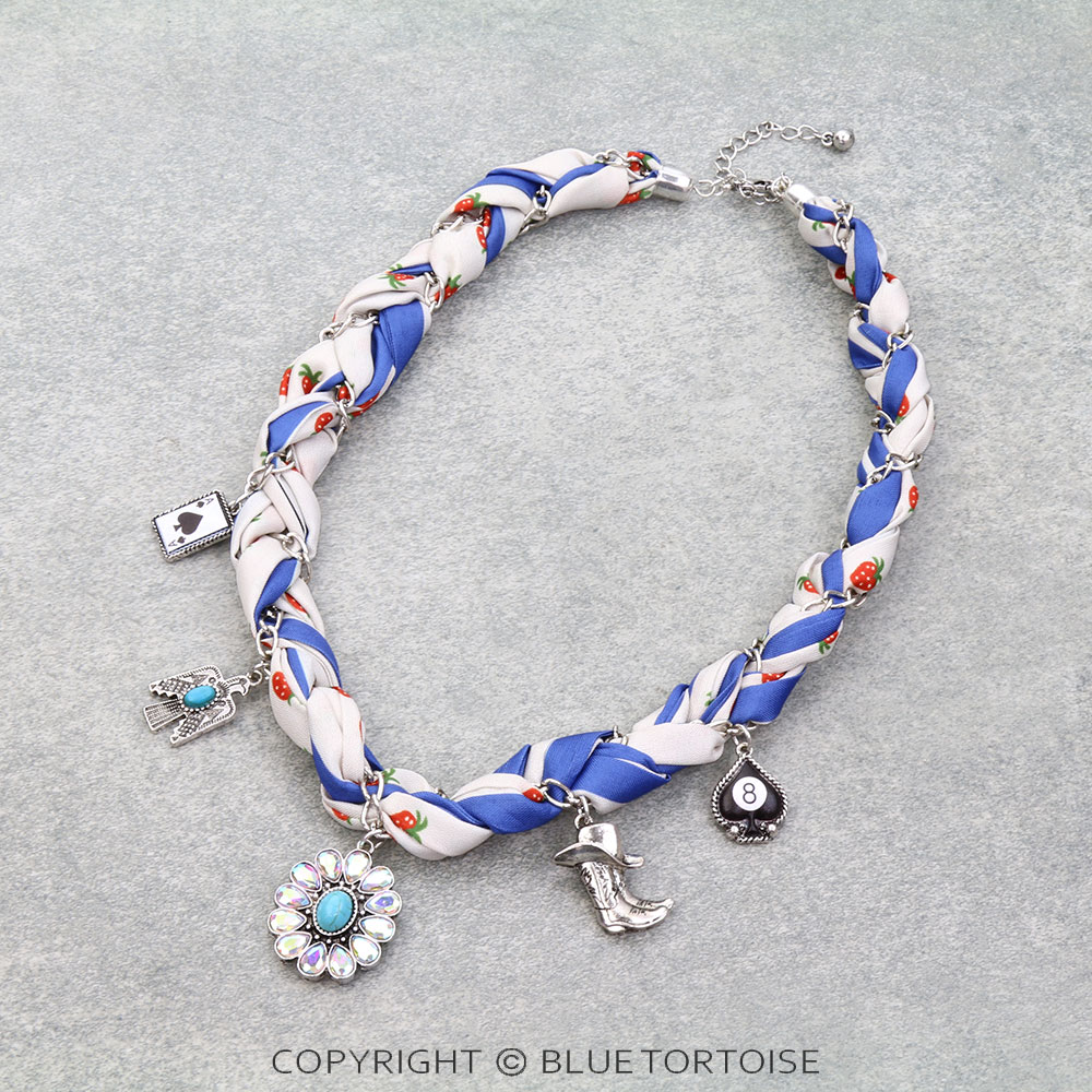 Western Concho Charm Scarf Necklace