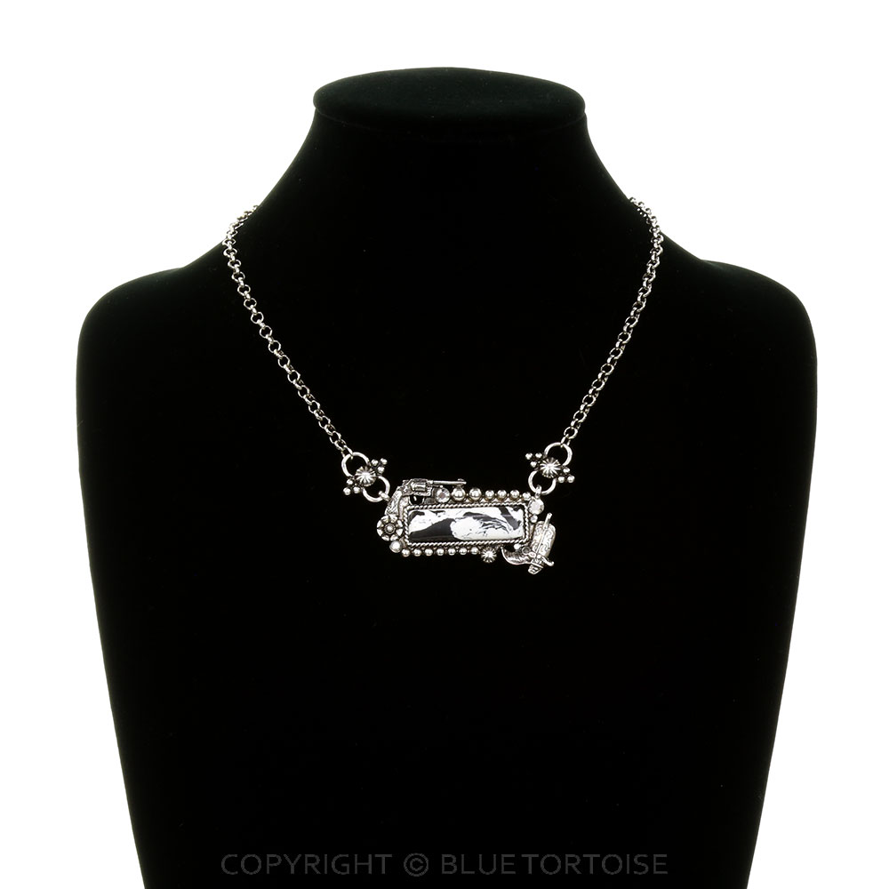 Western Cowboy Hat Stone Bar Necklace - Image 2